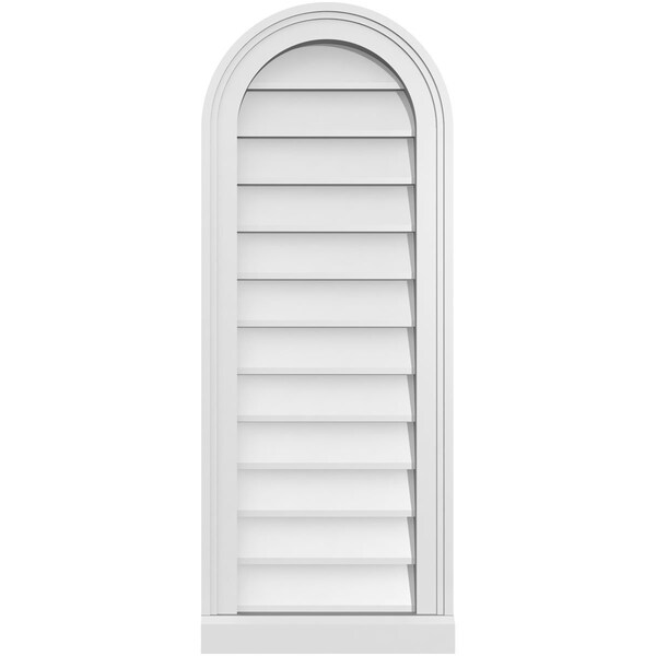 Ekena Millwork Round Top Surface Mount PVC Gable Vent w/ 2"W x 2"P Brickmould Sill Frame, 14"W x 36"H GVPRT14X3603SN - main